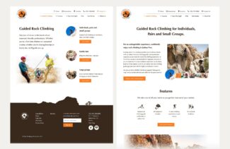Subportada y pagina individual de servicio para el sitio web de The Climbing Life Guides