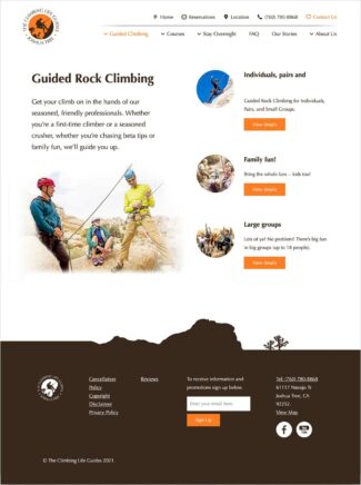 Sub portada para alpinismo guiado para el sitio web de The Climbing Life Guides