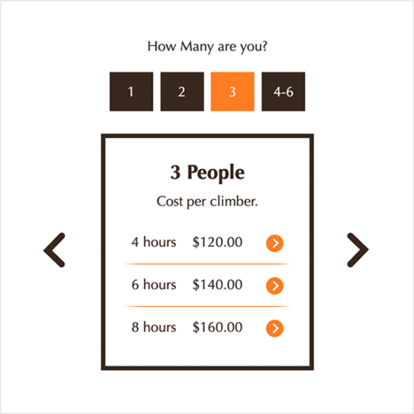 Escoja su paquete para su reservación con The Climbing Life Guides