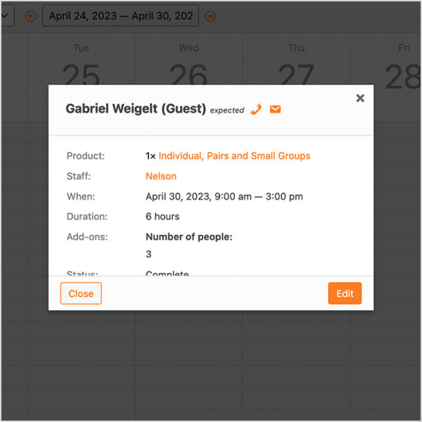 Vista desde el staff guía a su cuenta