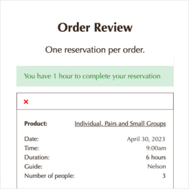 Revise la orden de reservacion en The Climbing Life Guides