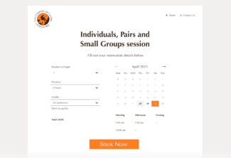 Pagina para seleccionar detalles de reservacion en web app para The Climbing Life Guides.
