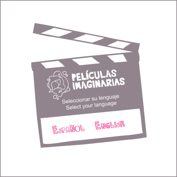 Claqueta de cine con el logo de Películas Imaginarias y botones para seleccionar español o inglés.