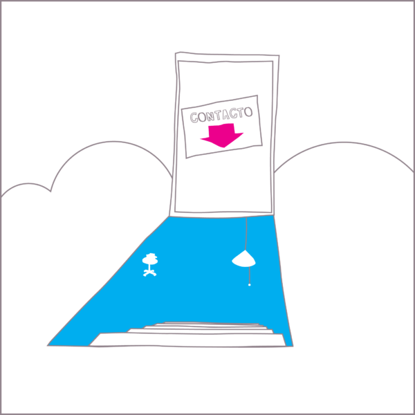 Puerta abierta entre nubes que lleva a un zotano